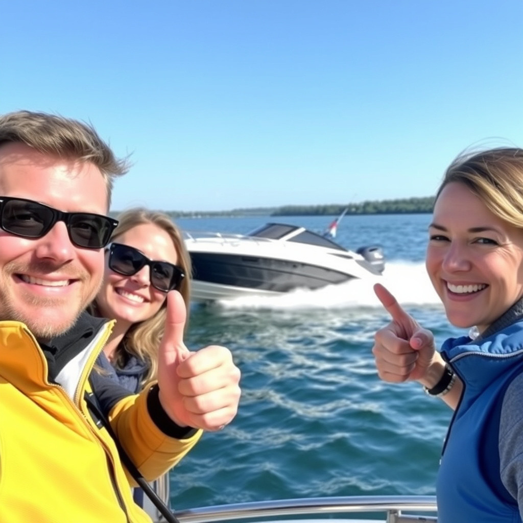 Bild mir 3 Schülern die den Sportbootführerschein Binnen absolviert haben